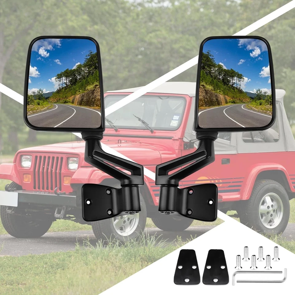 Black Manual Folding Mirrors for Jeep Wrangler and TJ Models 1987-2002 - Pair - Изображение 4 из 4