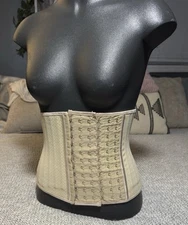 Beige Waist Trainer Corset Multiple Hook-and eye Closures Body Shaper Womens