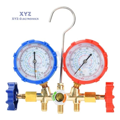AC Manifold Gauge Set A/C Refrigeration 3 Way Hose For R12 R22 R32 R134A R404A