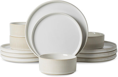 Stylish 12-Piece Ceramic Dinnerware Set for Kitchen, Oven & Dishwasher Safe