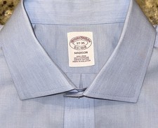 BROOKS BROTHERS Men's Light Blue Madison Fit Buttoned Non-Iron L/S Shirt - 17x35