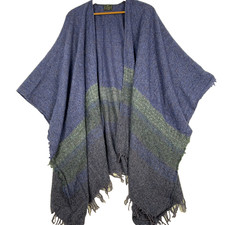 Kerry Woollen Mills Lambswool Shawl Ireland Celtic Blue Blanket Wrap