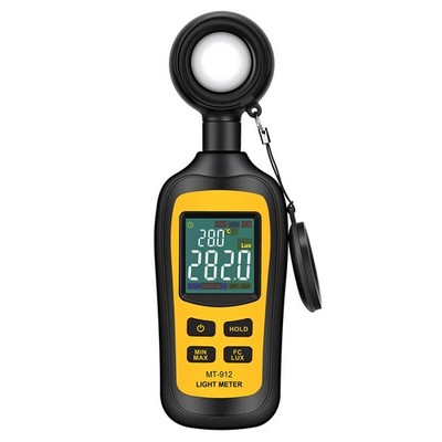 Digital Light Meter, 200,000 Lux, Illuminance Meter, 4 Digit Color LCD Screen