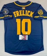 MILWAUKEE BREWERS- SAL FRELICK AUTOGRAPH 10 NIKE JERSEY JSA CD05028