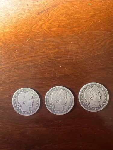Barber Silver Quarter Lot Of 3 Silver Coins