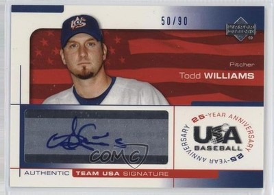 2004 USA Baseball 25-Year Anniversary Blue Ink 50/90 Todd Williams Auto 0e2x