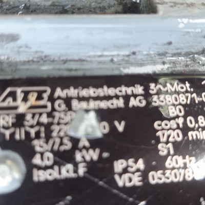 ATB 3M0 4.0 HP Induction Motor Three Phase AC 400V 50Hz 1720RPM 2380871-80