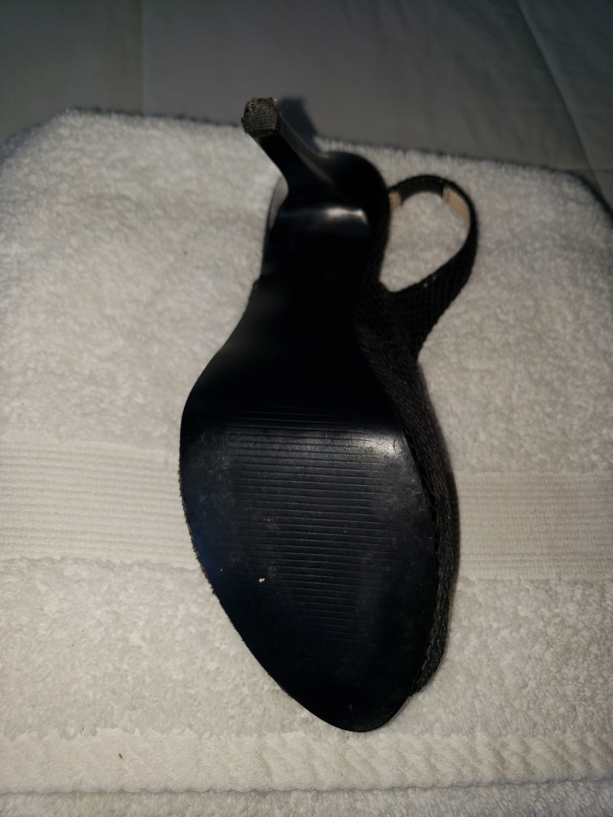 Black Python Plarform Peeptoe Slingback Stiletto … - image 5