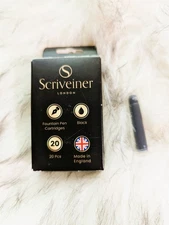 Scriveiner Fountain Pen Ink Cartridges BLACK *19* Standard International ENGLAND
