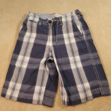 American Eagle Shorts Youth Boys Size 26 Blue Plaid Flat Front Cotton