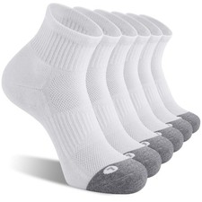 FITRELL 6 Pack Men's Athletic Ankle Socks Cushioned Sports 9-12, White