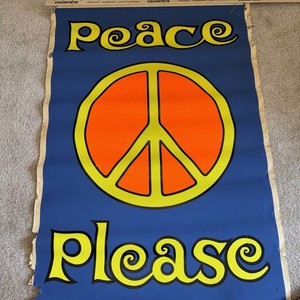 Original Print 1960s Peace Please Blacklight Poster