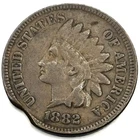 1882 Indian Cent Penny Fine Condition " Rare Error Coin Clipped Planchet" 1376