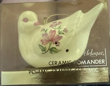 Vintage Pink Floral Porcelain Potpourri Dove Bird Pomander