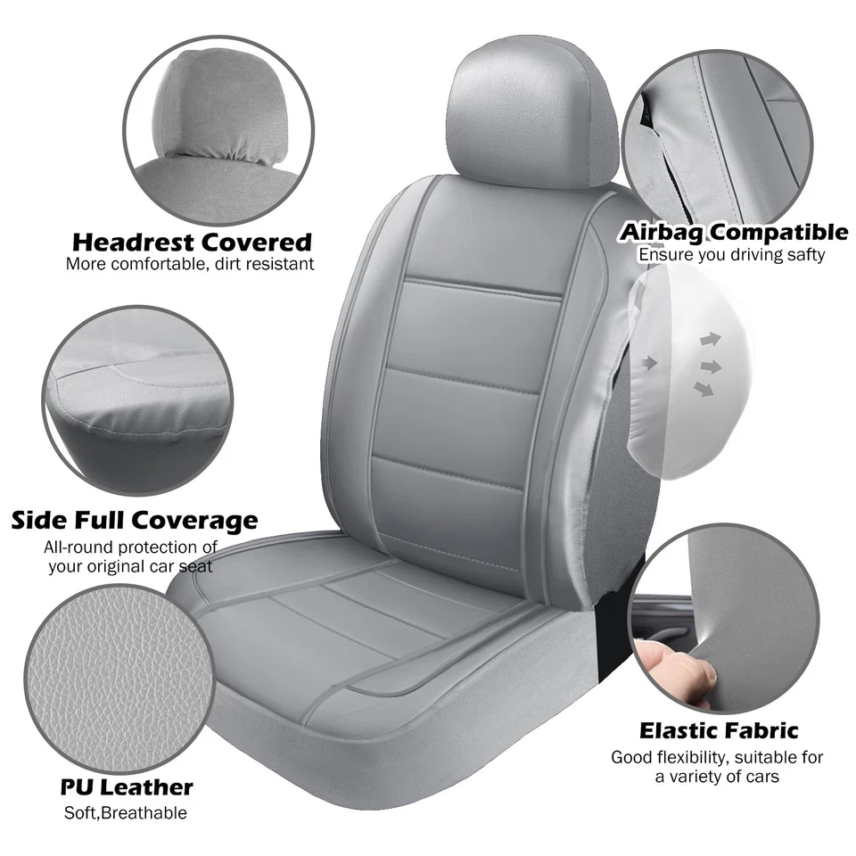 For Toyota Corolla Car Front Rear Seat Covers PU Leather Full Surround Protector - Изображение 4 из 4