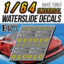 1/64 Scale FERRARI Logo F40 WaterSlide Decals Custom for Hot