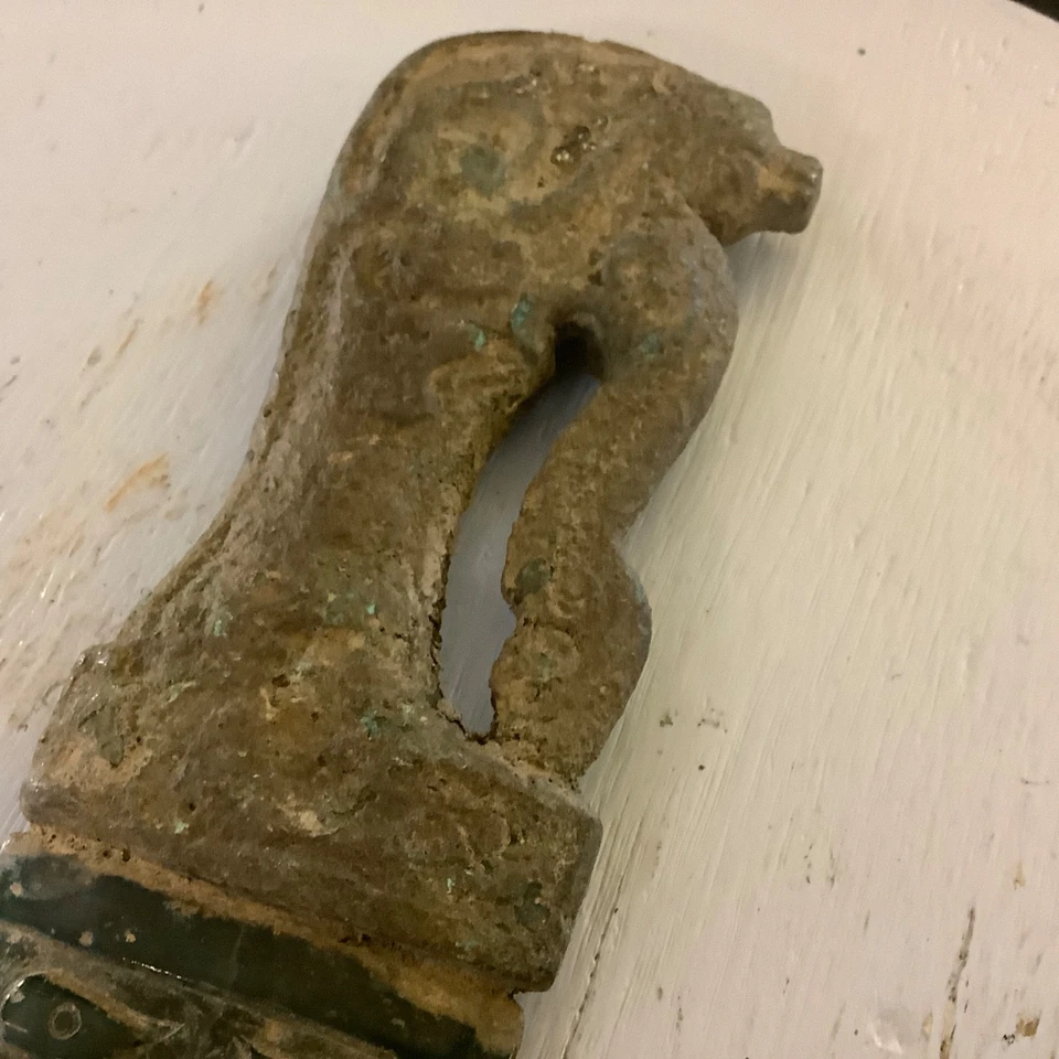 LANZA RITUAL CEREMONIAL JADE BRONCE CARA TALLADA CHINA DE COLECCIÓN DISEÑO HAN Foto 2 de 4