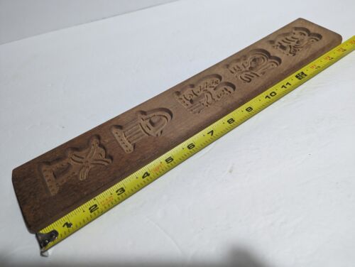 Vintage Wooden Springerle COOKIE PRESS MOLD 5 Design Dutch Windmill Basket Bird - Picture 3 of 11