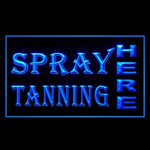 160093 Spray Tanning Here Beauty Salon Open Display LED Night Light Neon Sign - Photo 1 sur 16