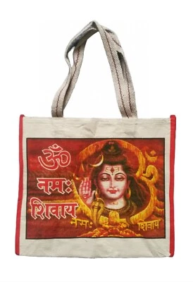 PILGRIMS FAIR TRADE Indian Canvas Shopping Bag Ganesh, Shiva, Buddha, Om, Elephant, Taj Mahal