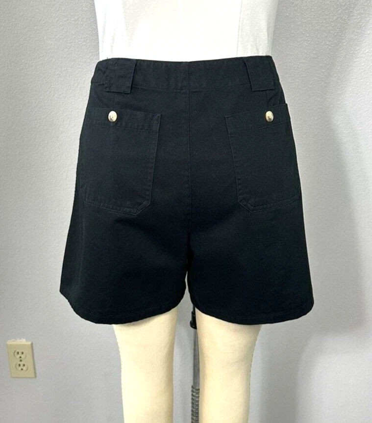 Rafaella Shorts Size 10 Women's Vintage Goth Flounce Black Cotton High Waist - Image 4 of 4