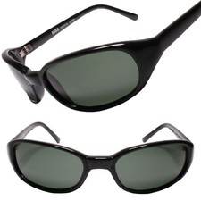Sleek  Classic Design True Vintage Oval Shape Rounded Black Sunglasses