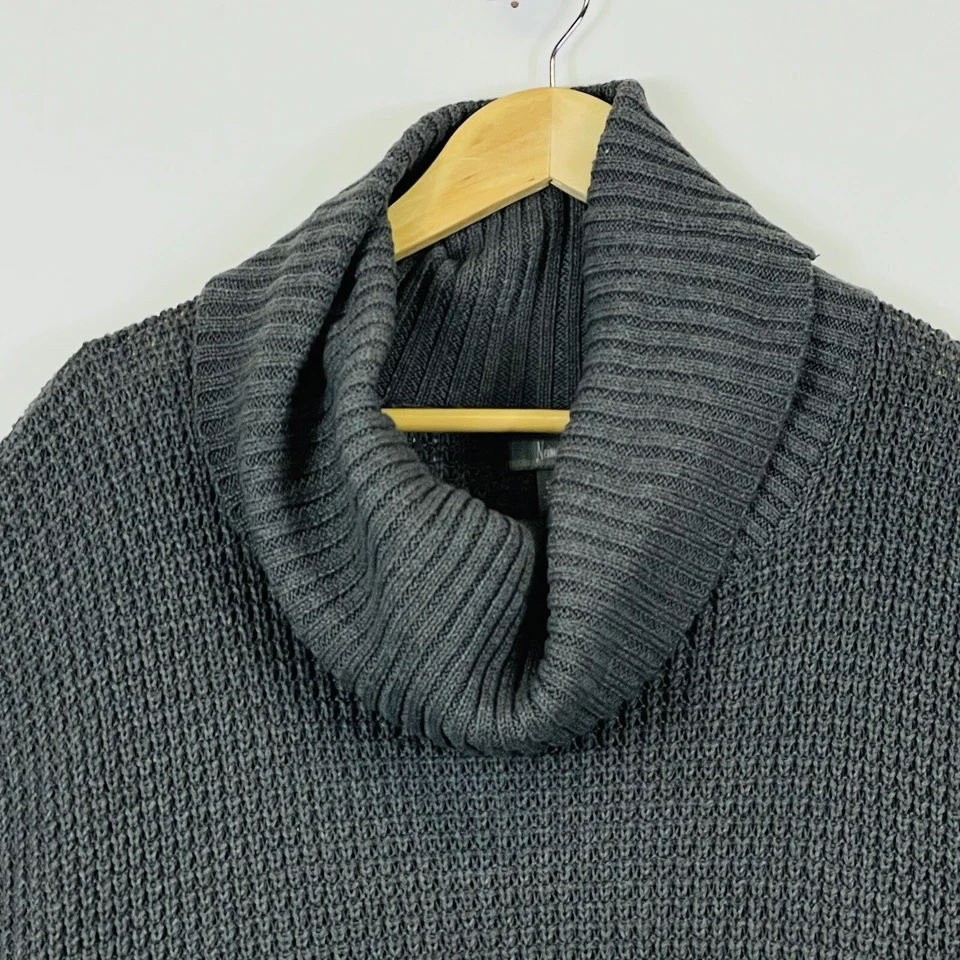 Neiman Marcus Brown Grey Chunky Knit Oversize Shawl Drape Sweater Womens Medium - Image 2 of 4