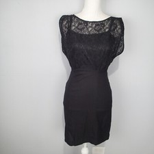  French Connection low lace back Little Black Dress US 2 sleeveless stretch 