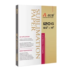 A-SUB Sublimation Paper 8.5X14 120g for Inkjet Printer Heat Transfer 110 Sheets