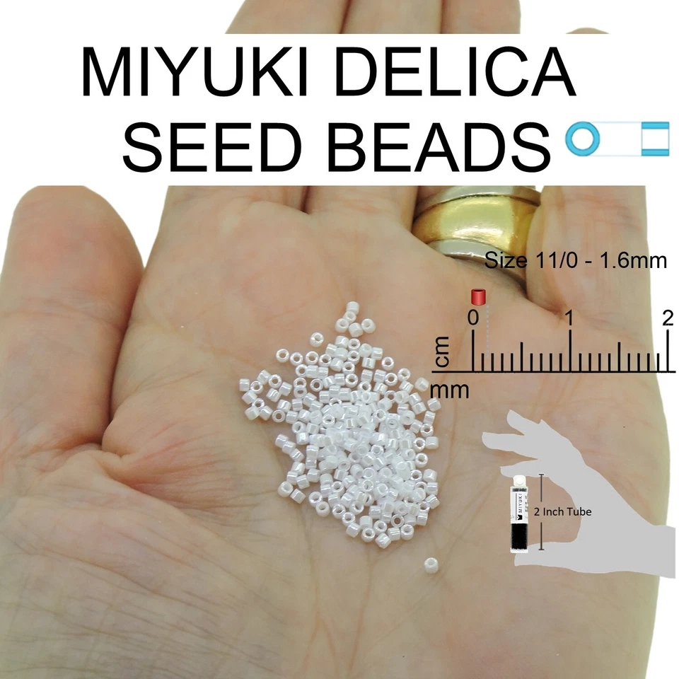 Miyuki Delica grânulos de semente tamanho 11/0 giz opaco branco tubo 7GM DB200 - Imagem 2 de 4