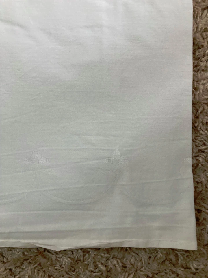 2 XL Tischtücher aus OMAs Haushalt WEISS Baumwolle smail 125x215 / 130x280 RETRO - Bild 3 von 4