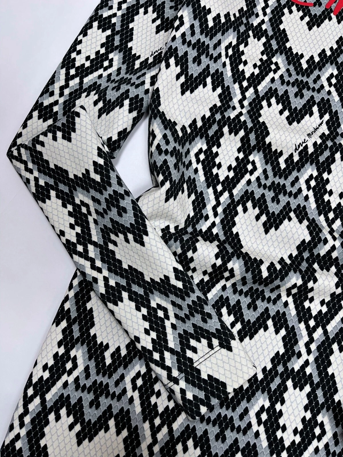 Love Moschino Bodycon Mini Abito Manica Lunga Cuore Stampa Serpente Taglia 6 US 10 UK