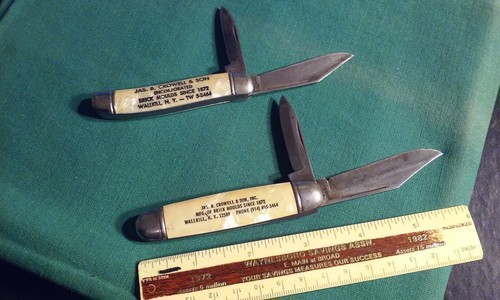 Vintage Advertising History WALLKILL New York 2 Folding Knives Jas Crowell & Son