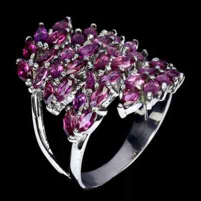 Sterling Silber Ring Rhodolith echte natürliche abgebaute Edelsteine Größe P 1/2 US 8