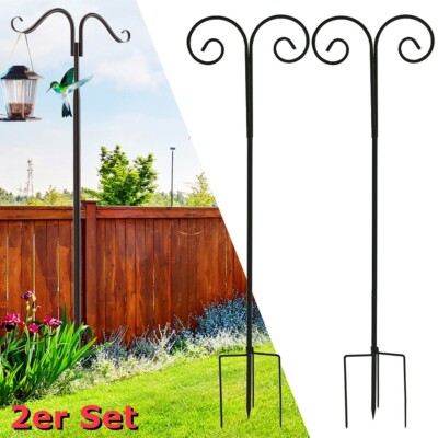 240/275cm Hirtenstab Schäferstock Metall Gartenstab Laternenstab Stecker Deko