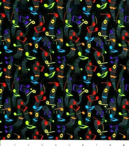 FAT QUARTER Rainbow Music Notes 100% tela algodón 18"X 21"  Foto 2 de 2