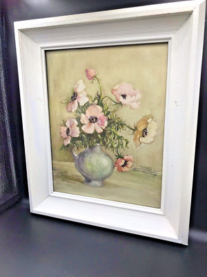 Flowers Painting Rare Most Sought After Original White Frame by Countess Zichy