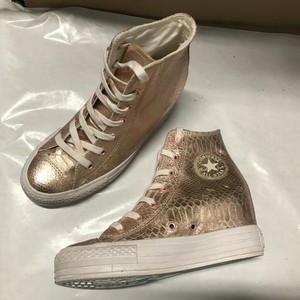 womens white and rose gold converse