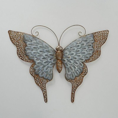 XL Schmetterling Wanddeko *Butterfly large* Metall zinkfarben Rostoptik