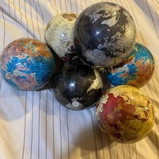 Reproduction Antique Style Old World Hang or Desk Globes Educational Decor 4 in.