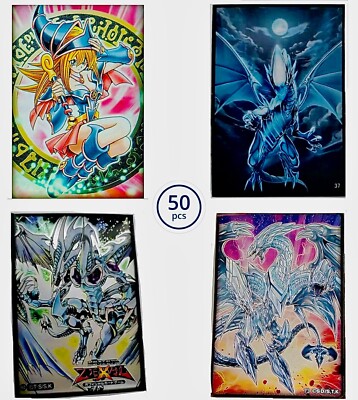   Yu-gi-Oh Animierte Schutzhüllen Sleeves Schwarze Magierin Weißer Drache Blauäugige