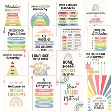 Decorably 16 Speech Therapy Posters for Classroom - 11x17in Speech Therapy De...