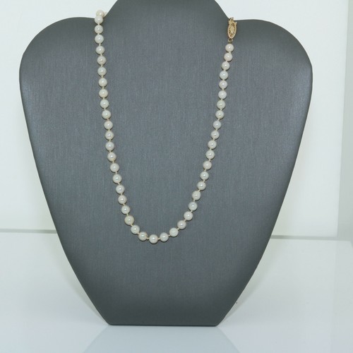 14K Gelbgold Weiß Perle Halskette 6 mm Runde Perlen 16 Zoll lang ca. 1970 - Bild 2 von 5