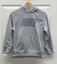 Pre-owned NIKE Light Gray Therma-fit Hooded Pullover Sweatshirt Hoodie, MEDIUM