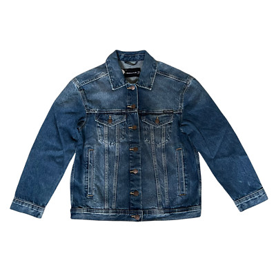NWT Calvin Klein Jeans Women's Oversize Ex-boyfriend Denim Trucker Jacket Size M