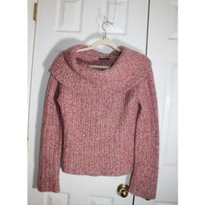 Elie Tahari 100 Cashmere Red Marled Yarn Cowl Neck Sweater sz M