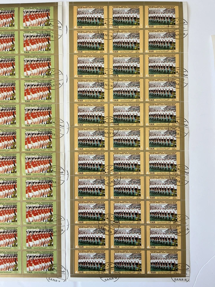YEMEN - 1970,  Soccer World Cup - 5 Complete Sheets - Used - USA free Shipping - Image 4 of 4