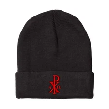 Beanies for Men Chi Rho with Alpha Omega Embroidery Winter Hats Women Skull Cap