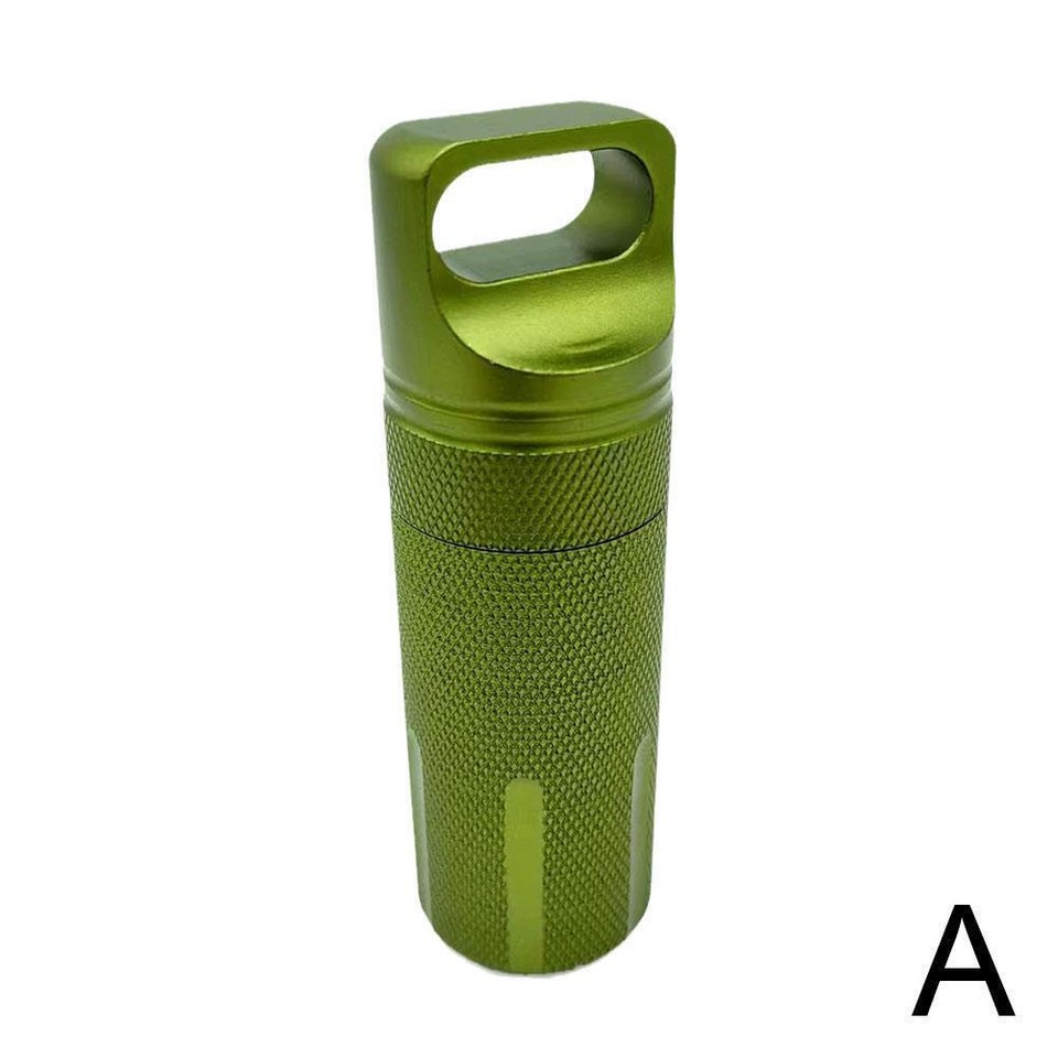 Waterproof Metal Medicine Pill Box Case Bottle Holder Keychain