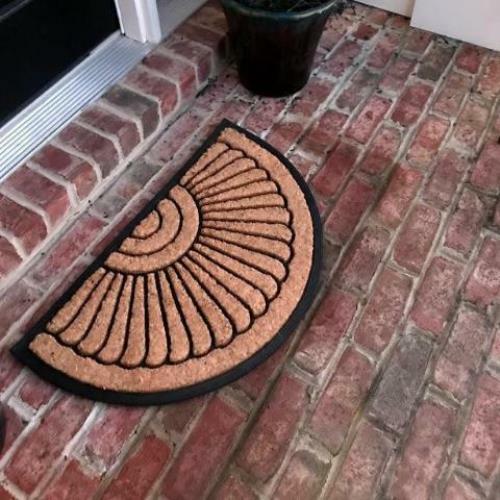 NEW 18 x 30 in Half Circle Door Mat Natural Coir Recycled Rubber